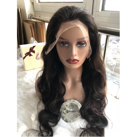 13x6 HD lace frontal wig virgin brazilian human hair silky straight and body wave style 