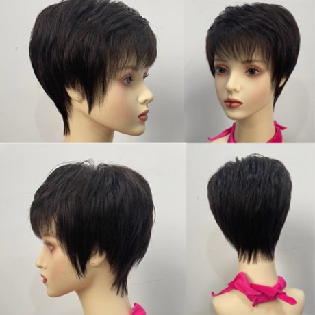 Silk top glueless wig  pixie cut hairstyle quality raw virgin human hair 