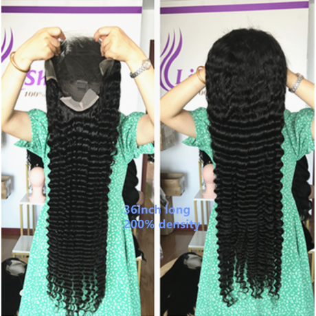 200% density HD Lace Frontal Deep Wave wig Indian virgin human hair 