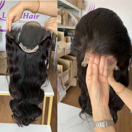 Body wave 13x4 hd lace frontal wigs pre plucked hairline virgin human hair 180% density