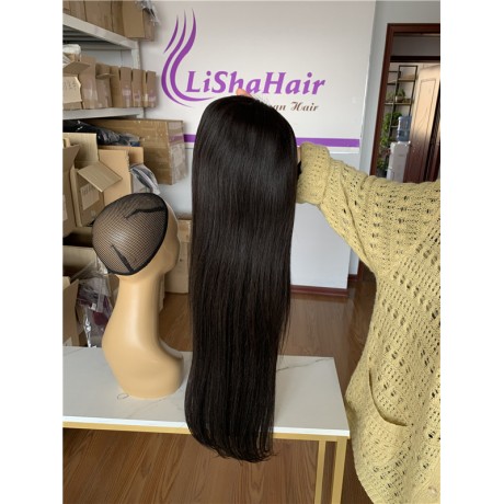 Pre Plucked 360 Lace Frontal With Baby Hair 180% density Ponytail Human Hair transparent lace wig