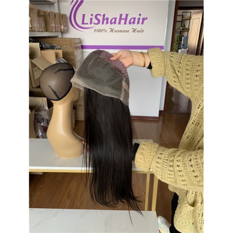 Pre Plucked 360 Lace Frontal With Baby Hair 180% density Ponytail Human Hair transparent lace wig