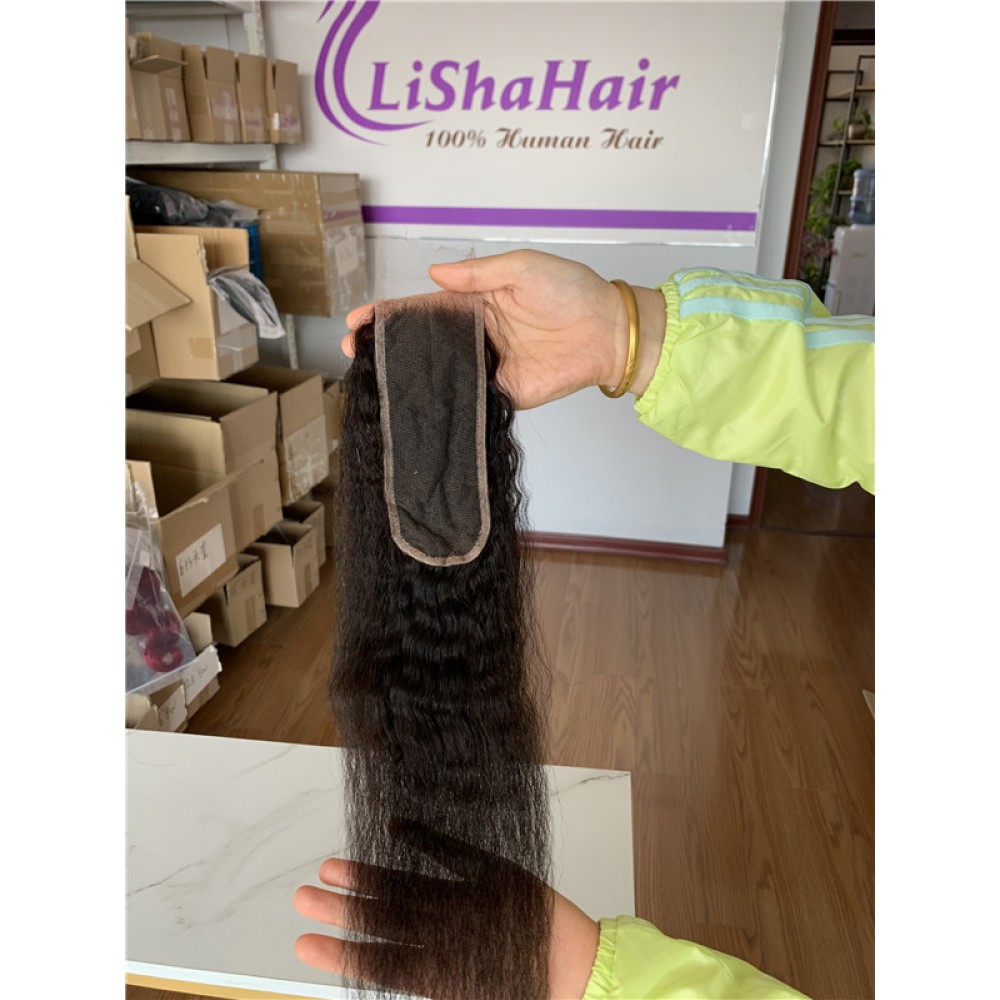 2x6 hd lace closure kinky straight texture Indian Virgin Human Hair