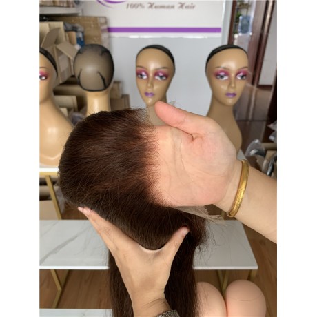 Lishahair 13x4 HD lace frontal wig 180% density #4 medium brown color 