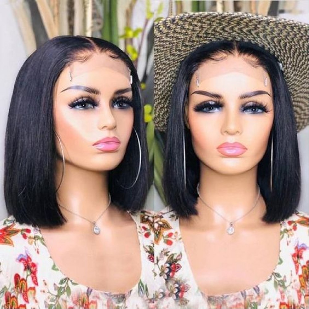 5x5 transparent lace closure bob wig silky straight texture 200% density pre pluck hairline 12inch 5x5 transparent lace closure bob wig silky straight texture 200% density pre pluck hairline 12inch