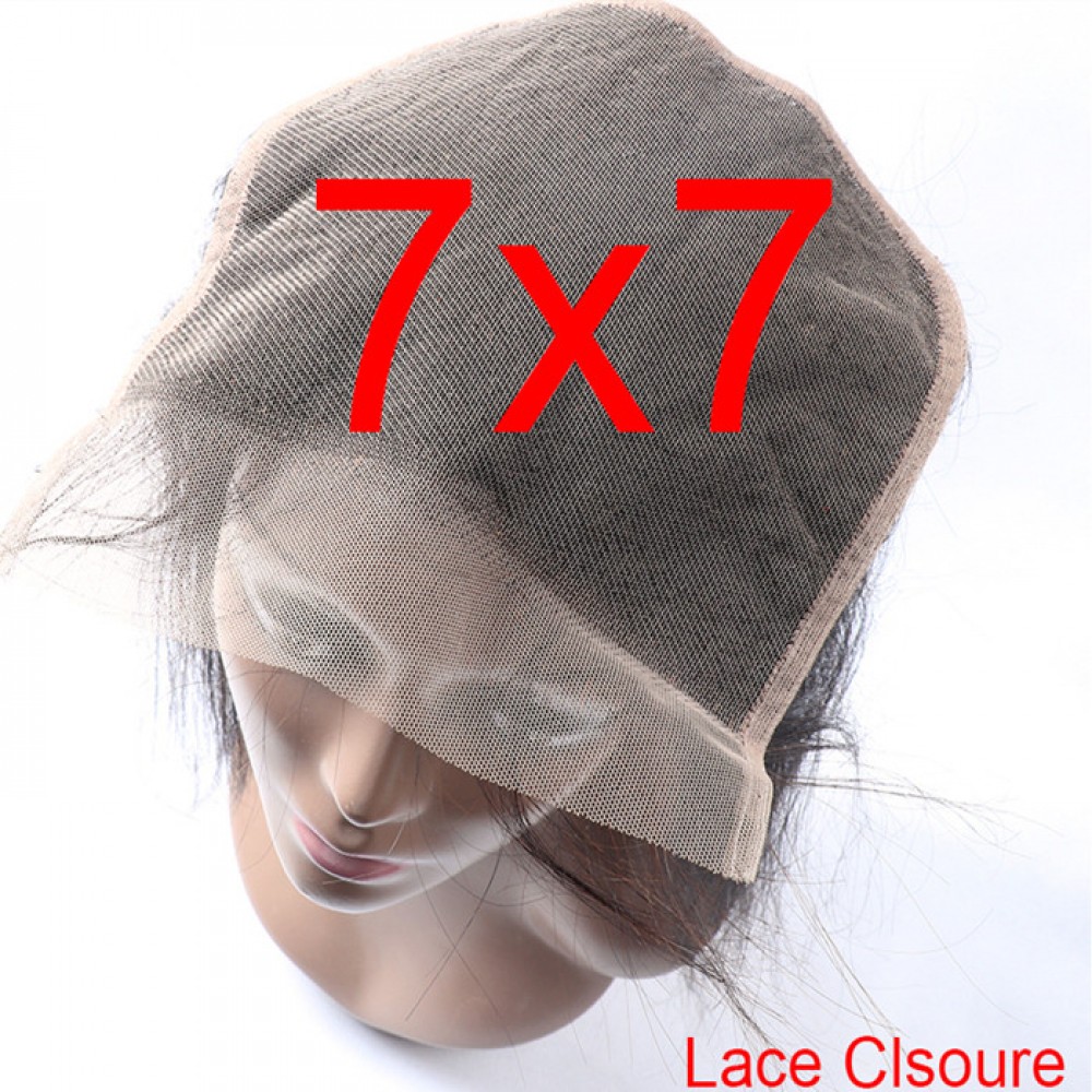 7x7 normal brown Human Hair Pre Plucked Natural Hairline Lace Top Closure silky straight/bodywave