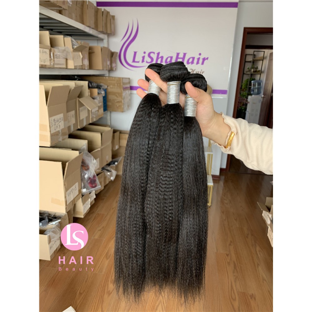 Indian Raw Human Hair kinky straight bundles can be dyed to any color 3pcs/lot