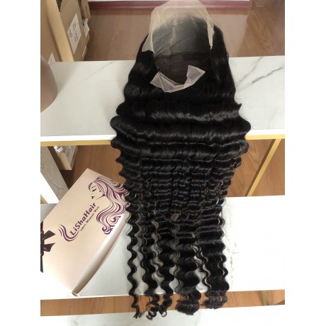 40inch long 180% density loose deep wave Human Hair 13x4 transparent lace front wig