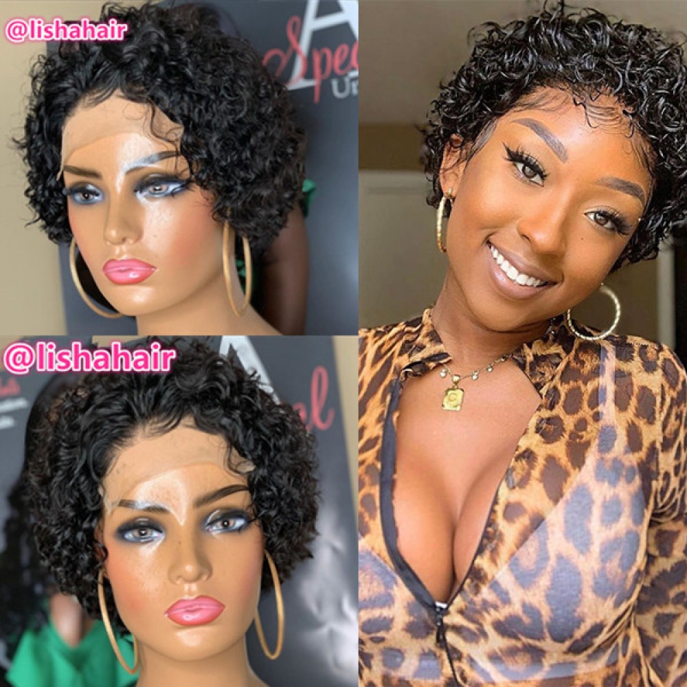 Short curly style 8 inch 4x4 lace closure bob style human hair wig LS131 Short curly style 8 inch 4x4 lace closure bob style human hair wig LS131