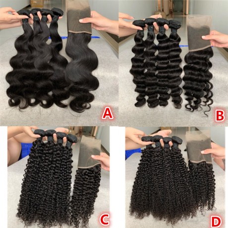 4 STYLE Brazilian human hair 3 Bundles With Frontal 13x4 Virgin Hair natural color LS10251