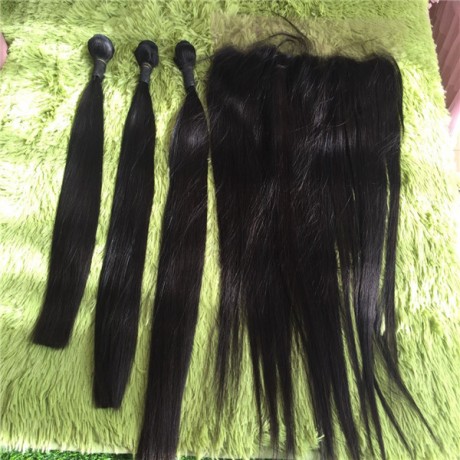 Lishahair Brazilian silky straight human Hair Weave Bundles With 13X4 Frontal free shipping