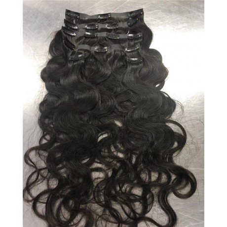 PU Seamless clip in hair extension Indian Virgin remy human hair 100g/pc