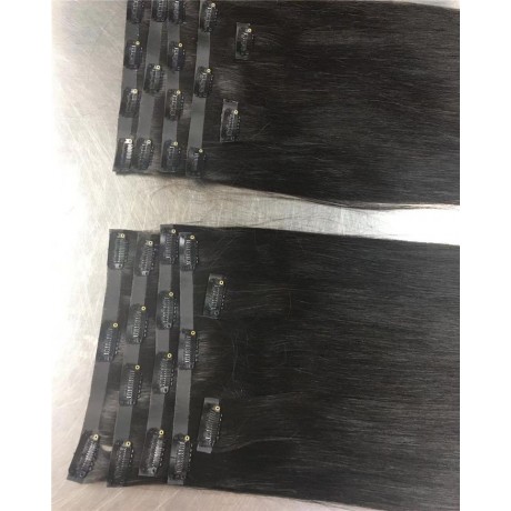 PU Seamless clip in hair extension Indian Virgin remy human hair 100g/pc