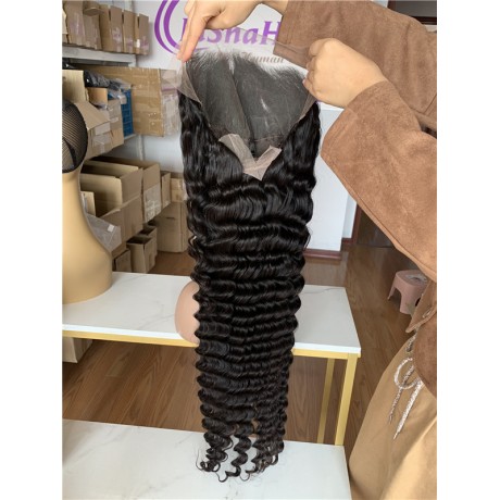 13x6 frontal loose deep wave hair texture transparent lace wig 180% density 