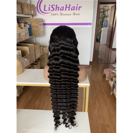 13x6 frontal loose deep wave hair texture transparent lace wig 180% density 