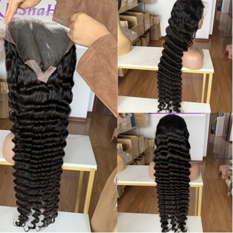 13x6 frontal loose deep wave hair texture transparent lace wig 180% density 