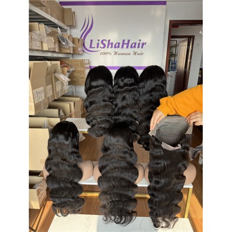 Body Wave 13x4 transparent Lace full Frontal Human Hair Wigs 180% density For Black Women Pre Plucked(22''-30'')