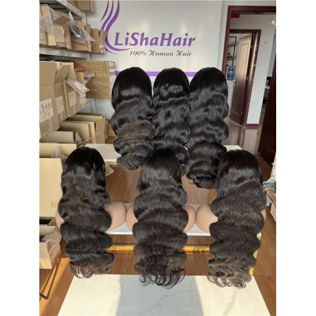 Body Wave 13x4 transparent Lace full Frontal Human Hair Wigs 180% density For Black Women Pre Plucked(22''-30'')