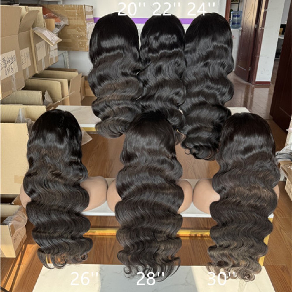 Body Wave 13x4 transparent Lace full Frontal Human Hair Wigs 180% density For Black Women Pre Plucked(22''-30'')