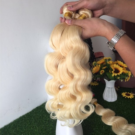 10A 613 Blonde Brazilian Hair Weave Bundles 100% Human Hair Bundles silky straight/body wave 3pcs