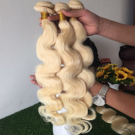 10A 613 Blonde Brazilian Hair Weave Bundles 100% Human Hair Bundles silky straight/body wave 3pcs