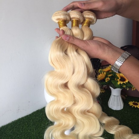 10A 613 Blonde Brazilian Hair Weave Bundles 100% Human Hair Bundles silky straight/body wave 3pcs