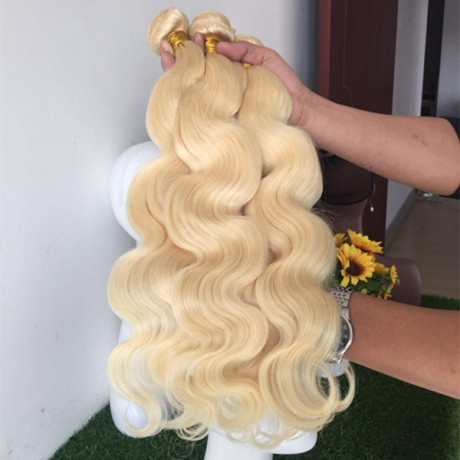 10A 613 Blonde Brazilian Hair Weave Bundles 100% Human Hair Bundles silky straight/body wave 3pcs