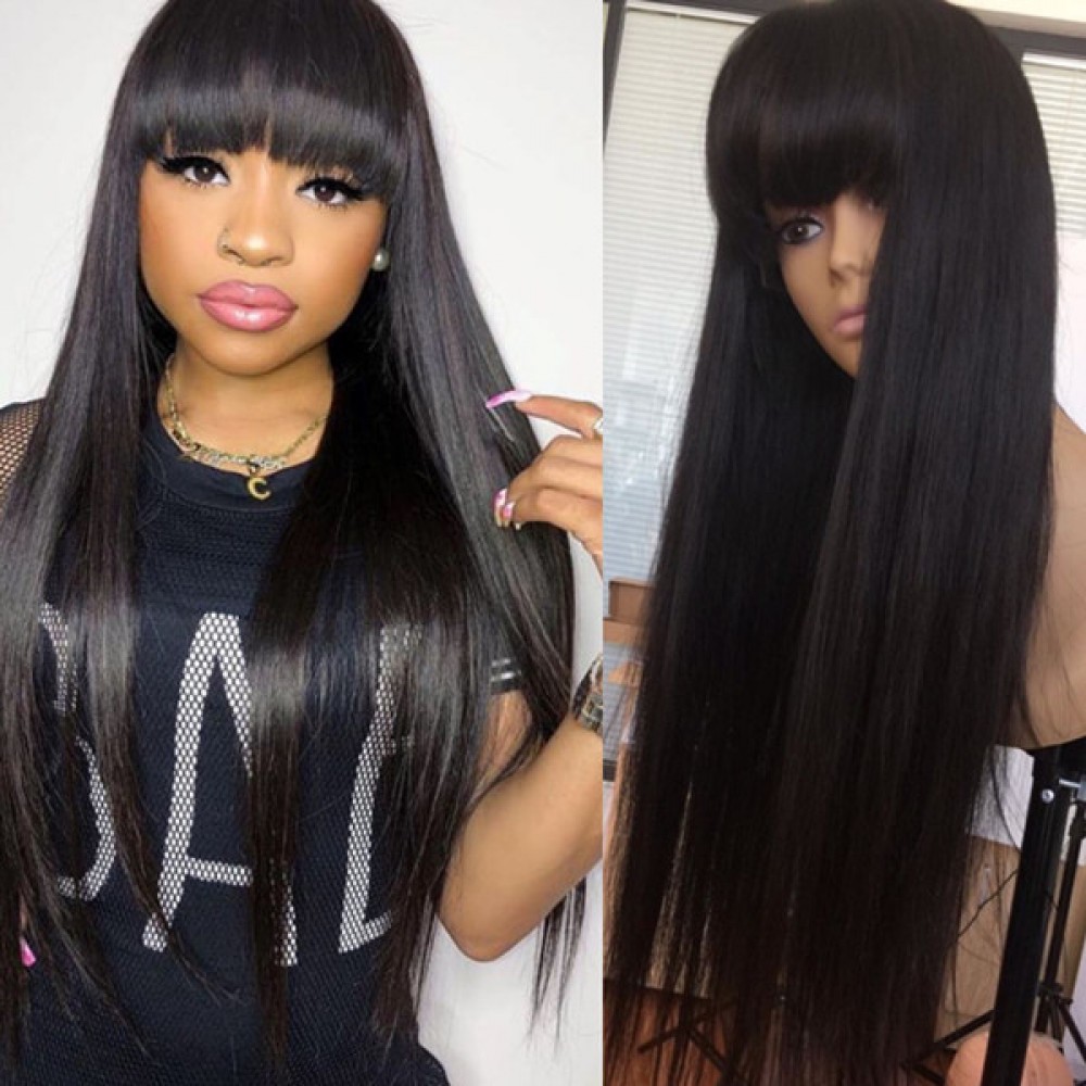180% density 28inch Lace Front Wigs With Bang silky straight for Black Woman Lishahair LS95233 180% density 28inch Lace Front Wigs With Bang silky straight for Black Woman Lishahair LS95233