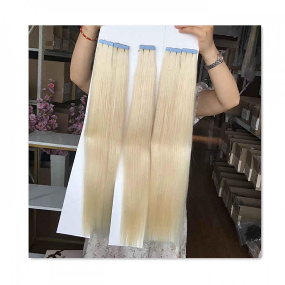 Virgin human hair tape in hair extensions color 60 