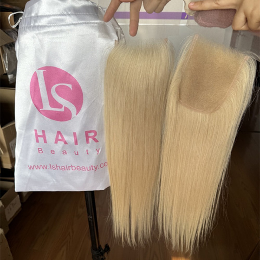One donor raw human hair lace closure customized order 613 color 