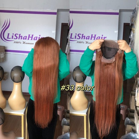 Color 33 Indian virgin human hair 13x4 transparent lace frontal wig