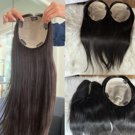 Customized Indian virgin remy human hair silk base topper 9x7'' 