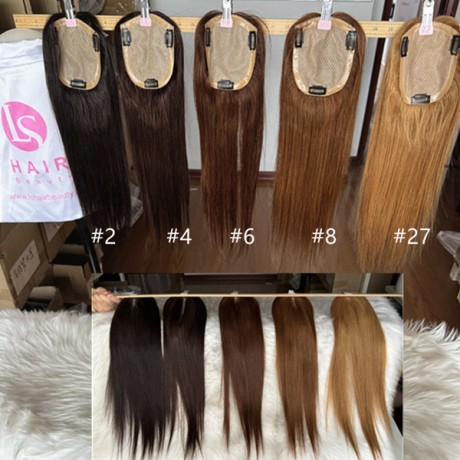 Indian virgin human hair full handtied silk base toppers 12x14cm