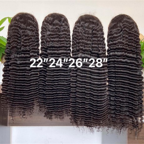 200% density Deep Wave Human Hair 13x4  transparent lace frontal wigs With Baby Hair