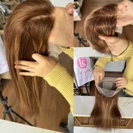 Indian virgin remy human hair silk base full lace wig highlights color 180% density