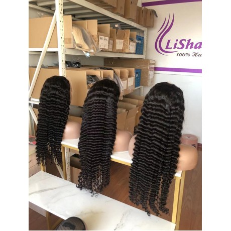 13x6 Lace Front Wigs 180% density deep wave virgin brazilian Remy human Hair wig LS1092