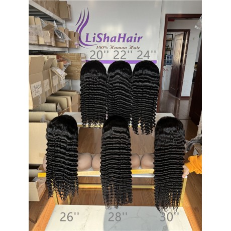 180% density lace front wigs Deep wave virgin Indian human hair 10''-30''