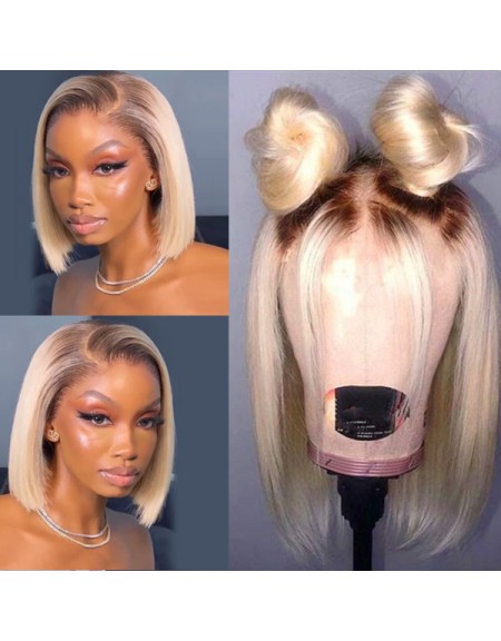 Ombre two tone 1b 30 vs 4 613  transparent lace front bob  straight texture 
