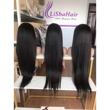 32 34 36 inch human hair lace front wig transparent lace 13x4 frontal wig 180% density silky straight in stock ! ready to ship !