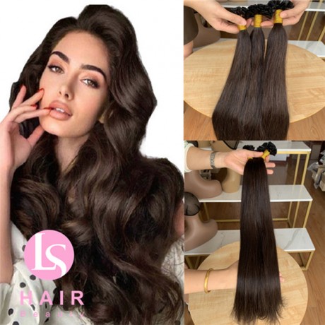 Indian virgin human hair Flat Keratin Tip Extensions #2 dark brown color 100g/bundle