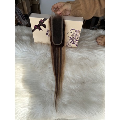 2x6 HD Lace Closure natural straight Texture p4/27 Indian Virgin Human Hair