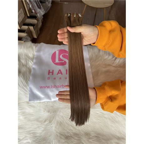 European Raw human hair invisible tape in extensions #6 color  100g/bundle