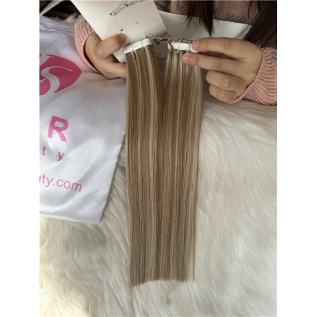One donor raw human hair invisible tape weft extensions P8/60 100g/pc