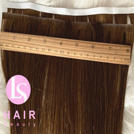 Long Invisible Tape weft hair extensions One donor raw human hair color 4 