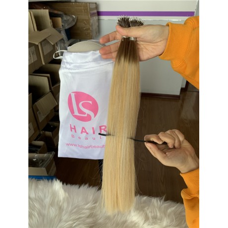 Nano ring hair extension European Raw cuticle aglined extension T6P27/60