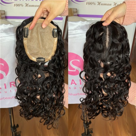 Indian virgin remy human hair full handtied silk base topper curly texture in stock 