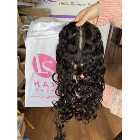Indian virgin remy human hair full handtied silk base topper curly texture in stock 