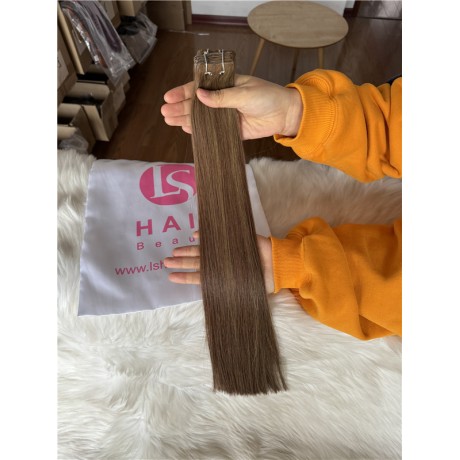 European Raw Human Hair Invisible Tape In Extensions P6/8 highlights Color 100g/Bundle