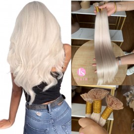 Indian Virgin Human hair  Keratin flat tip hair extensions #60 color