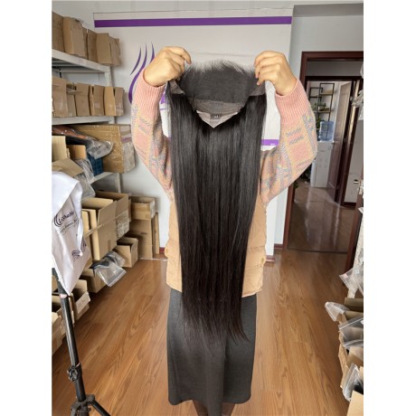 200% density 13x6 hd lace frontal wig natural color straight texture 30inch long 